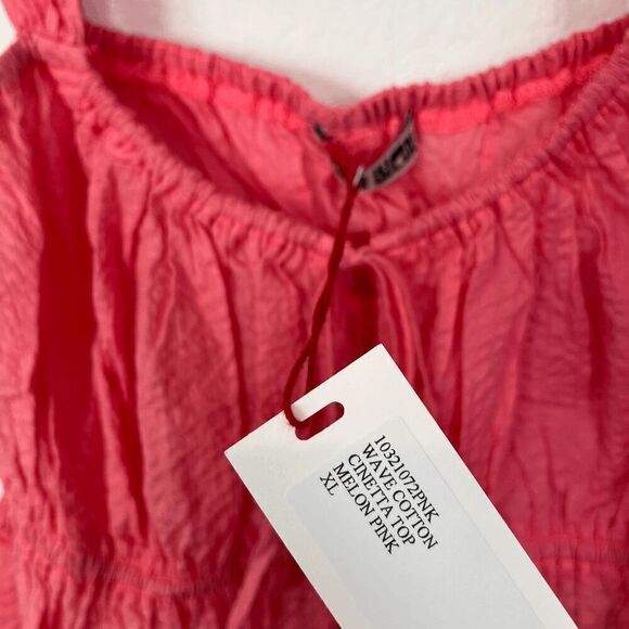 Ciao Lucia Cinetta Melon Pink Smocked Tie Bust Crop Top Women's Size XL NWT - Picture 5 of 6